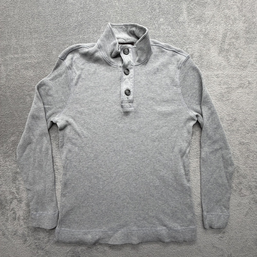 Michael Kors Sweater Mens XL‎ Gray Waffle Knit Mock Neck Henley Thermal Pullover